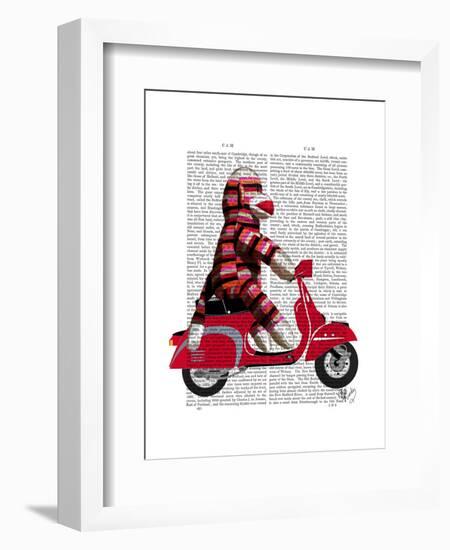 Sock Monkey on Moped-Fab Funky-Framed Art Print