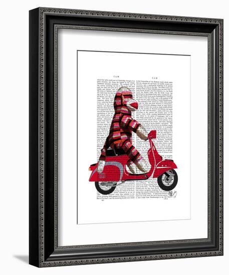 Sock Monkey on Moped-Fab Funky-Framed Art Print