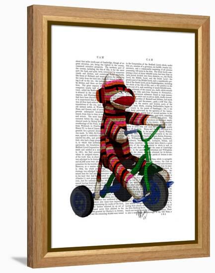 Sock Monkey on Tricycle-Fab Funky-Framed Stretched Canvas