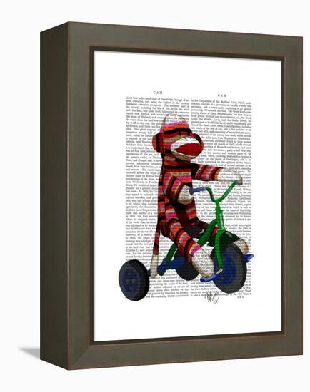 Sock Monkey on Tricycle-Fab Funky-Framed Stretched Canvas