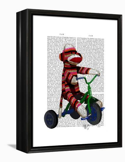 Sock Monkey on Tricycle-Fab Funky-Framed Stretched Canvas