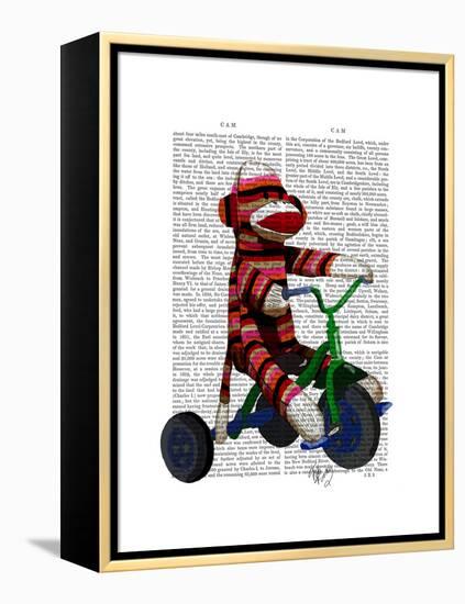 Sock Monkey on Tricycle-Fab Funky-Framed Stretched Canvas