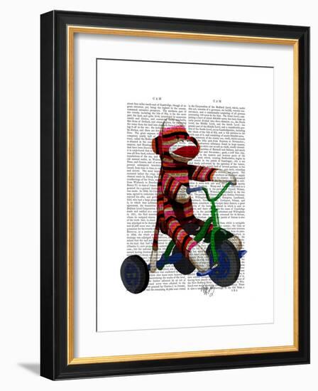 Sock Monkey on Tricycle-Fab Funky-Framed Premium Giclee Print