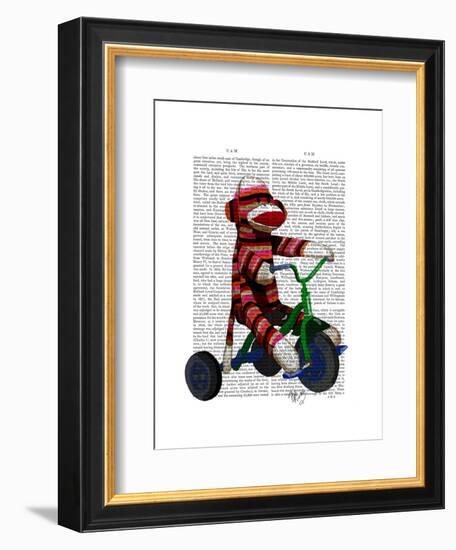 Sock Monkey on Tricycle-Fab Funky-Framed Art Print