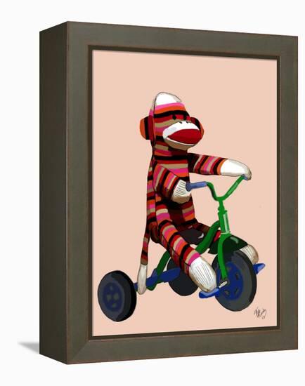 Sock Monkey Tricycle-Fab Funky-Framed Stretched Canvas