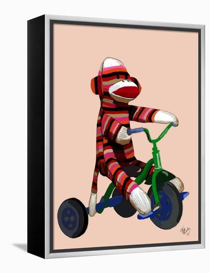 Sock Monkey Tricycle-Fab Funky-Framed Stretched Canvas