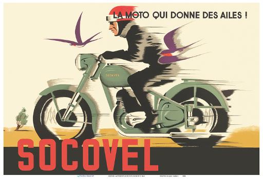'Socovel Motorcycles - The Moto Gives You Wings (La Moto Qui Donne Ailes)'  Art Print - Guy Georget | Art.com