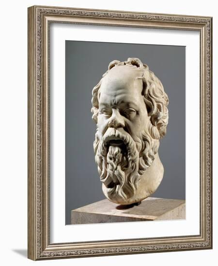 Socrates, Marble Head, Copy from a Bronze from the Pompeion in Athens-null-Framed Giclee Print