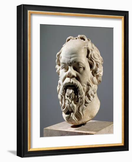 Socrates, Marble Head, Copy from a Bronze from the Pompeion in Athens-null-Framed Giclee Print