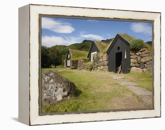 Sod Roofed and Walled Storage and Work Shops, Skogar Folk Museum, Coast of South Iceland-Dave Bartruff-Framed Premier Image Canvas