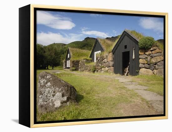 Sod Roofed and Walled Storage and Work Shops, Skogar Folk Museum, Coast of South Iceland-Dave Bartruff-Framed Premier Image Canvas