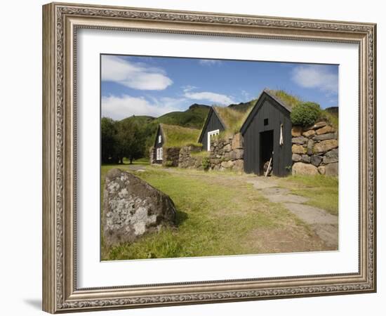 Sod Roofed and Walled Storage and Work Shops, Skogar Folk Museum, Coast of South Iceland-Dave Bartruff-Framed Photographic Print