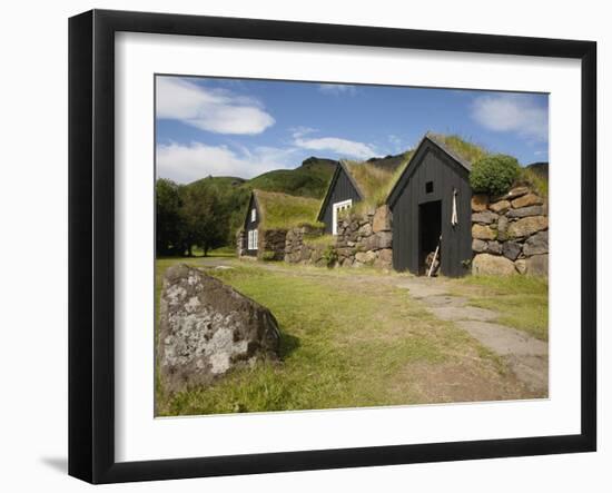 Sod Roofed and Walled Storage and Work Shops, Skogar Folk Museum, Coast of South Iceland-Dave Bartruff-Framed Photographic Print