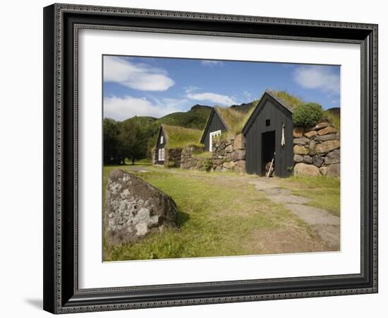 Sod Roofed and Walled Storage and Work Shops, Skogar Folk Museum, Coast of South Iceland-Dave Bartruff-Framed Photographic Print