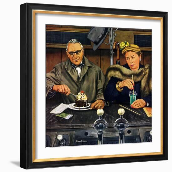 "Soda Fountain Dieter", January 30, 1954-Stevan Dohanos-Framed Giclee Print