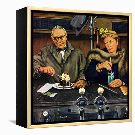 "Soda Fountain Dieter", January 30, 1954-Stevan Dohanos-Framed Premier Image Canvas