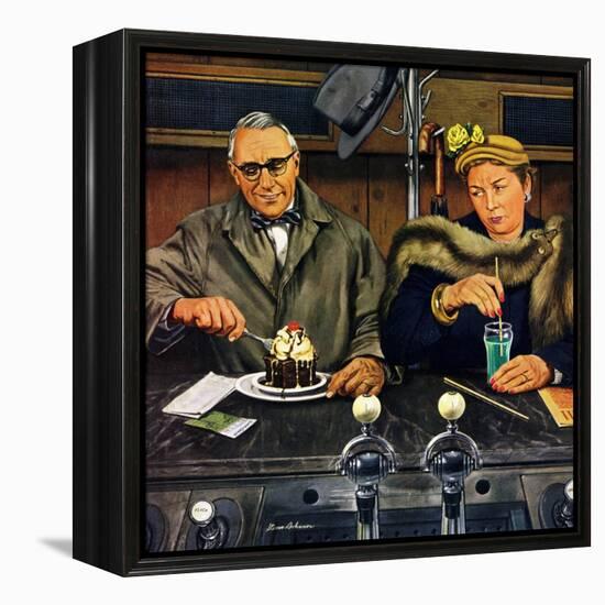 "Soda Fountain Dieter", January 30, 1954-Stevan Dohanos-Framed Premier Image Canvas