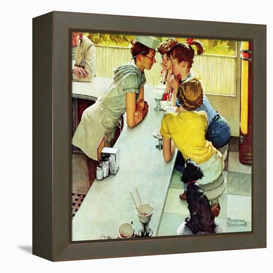 "Soda Jerk", August 22,1953-Norman Rockwell-Framed Premier Image Canvas