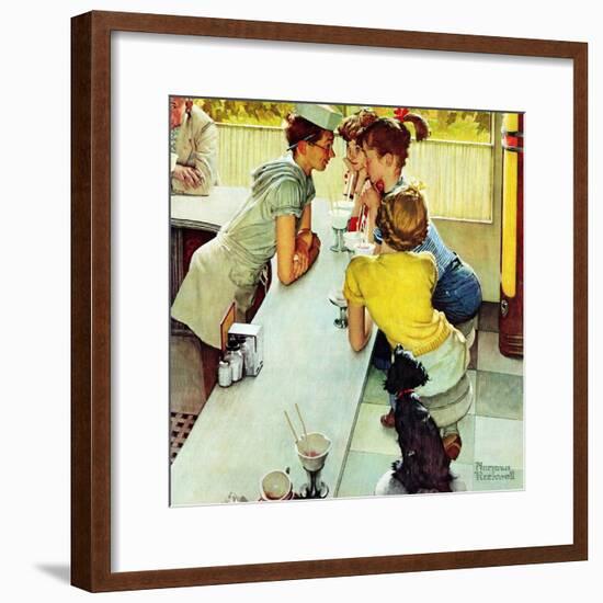 "Soda Jerk", August 22,1953-Norman Rockwell-Framed Giclee Print