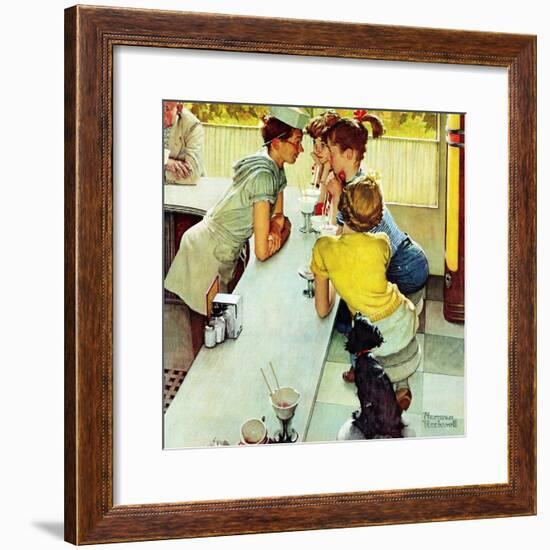 "Soda Jerk", August 22,1953-Norman Rockwell-Framed Giclee Print