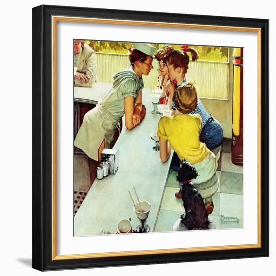 "Soda Jerk", August 22,1953-Norman Rockwell-Framed Giclee Print