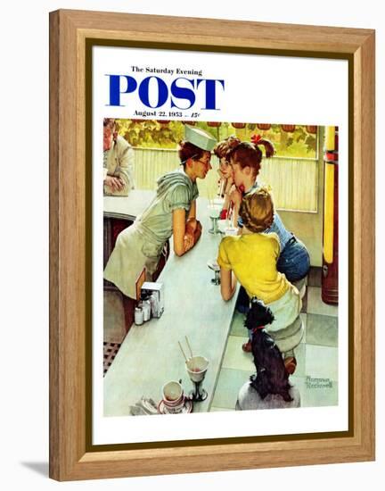 "Soda Jerk" Saturday Evening Post Cover, August 22,1953-Norman Rockwell-Framed Premier Image Canvas