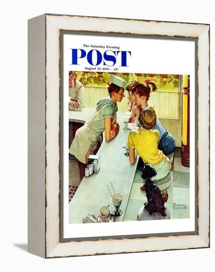 "Soda Jerk" Saturday Evening Post Cover, August 22,1953-Norman Rockwell-Framed Premier Image Canvas
