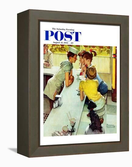 "Soda Jerk" Saturday Evening Post Cover, August 22,1953-Norman Rockwell-Framed Premier Image Canvas