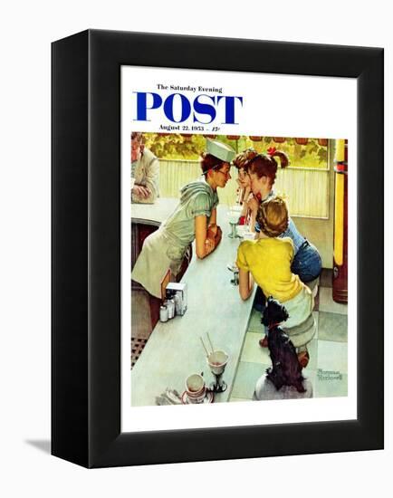 "Soda Jerk" Saturday Evening Post Cover, August 22,1953-Norman Rockwell-Framed Premier Image Canvas