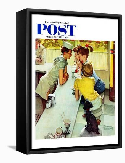 "Soda Jerk" Saturday Evening Post Cover, August 22,1953-Norman Rockwell-Framed Premier Image Canvas