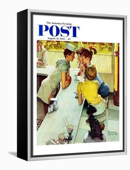 "Soda Jerk" Saturday Evening Post Cover, August 22,1953-Norman Rockwell-Framed Premier Image Canvas