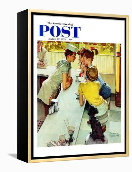 "Soda Jerk" Saturday Evening Post Cover, August 22,1953-Norman Rockwell-Framed Premier Image Canvas