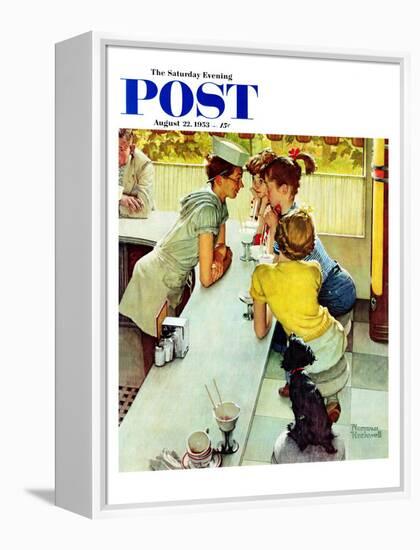 "Soda Jerk" Saturday Evening Post Cover, August 22,1953-Norman Rockwell-Framed Premier Image Canvas