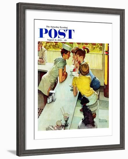 "Soda Jerk" Saturday Evening Post Cover, August 22,1953-Norman Rockwell-Framed Giclee Print