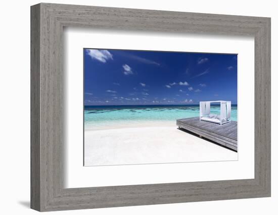 Sofa at the Beach in the Maldives, Indian Ocean-Sakis Papadopoulos-Framed Photographic Print