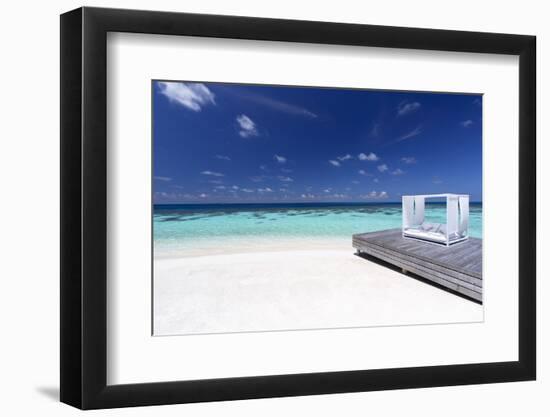 Sofa at the Beach in the Maldives, Indian Ocean-Sakis Papadopoulos-Framed Photographic Print