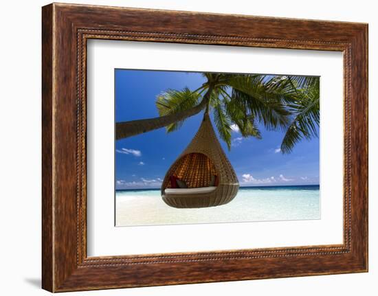 Sofa Hanging on a Tree on the Beach, Maldives, Indian Ocean-Sakis Papadopoulos-Framed Photographic Print