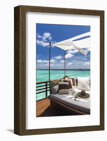 Sofa Overlooking Ocean, Maldives, Indian Ocean, Asia-Sakis Papadopoulos-Framed Photographic Print
