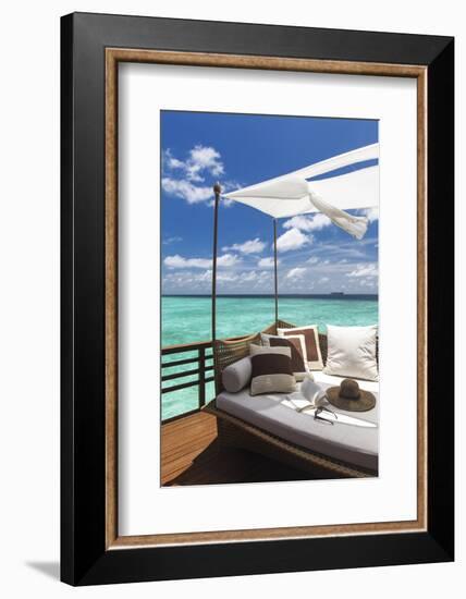 Sofa Overlooking Ocean, Maldives, Indian Ocean, Asia-Sakis Papadopoulos-Framed Photographic Print