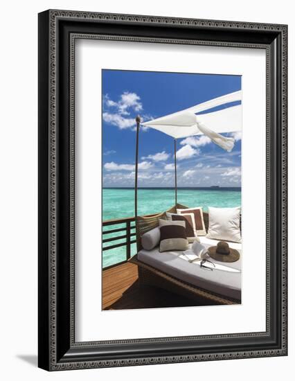 Sofa Overlooking Ocean, Maldives, Indian Ocean, Asia-Sakis Papadopoulos-Framed Photographic Print