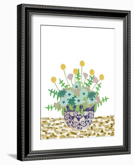 Soft Blooms in Vase With Border IV-Jen Bucheli-Framed Art Print