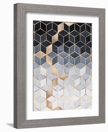 Soft Blue Gradient Cubes-Elisabeth Fredriksson-Framed Giclee Print