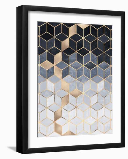 Soft Blue Gradient Cubes-Elisabeth Fredriksson-Framed Giclee Print