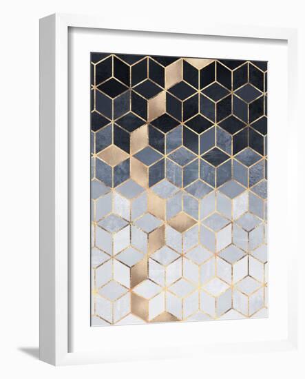 Soft Blue Gradient Cubes-Elisabeth Fredriksson-Framed Giclee Print