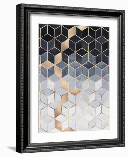 Soft Blue Gradient Cubes-Elisabeth Fredriksson-Framed Giclee Print
