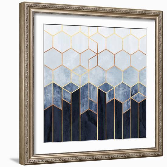 Soft Blue Hexagons-Elisabeth Fredriksson-Framed Giclee Print