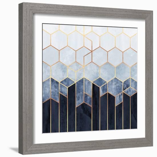 Soft Blue Hexagons-Elisabeth Fredriksson-Framed Giclee Print