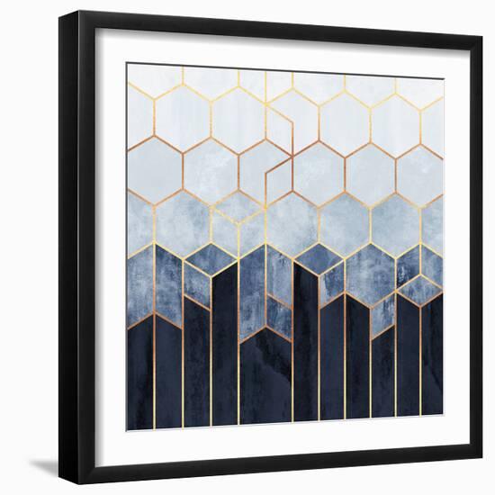 Soft Blue Hexagons-Elisabeth Fredriksson-Framed Giclee Print