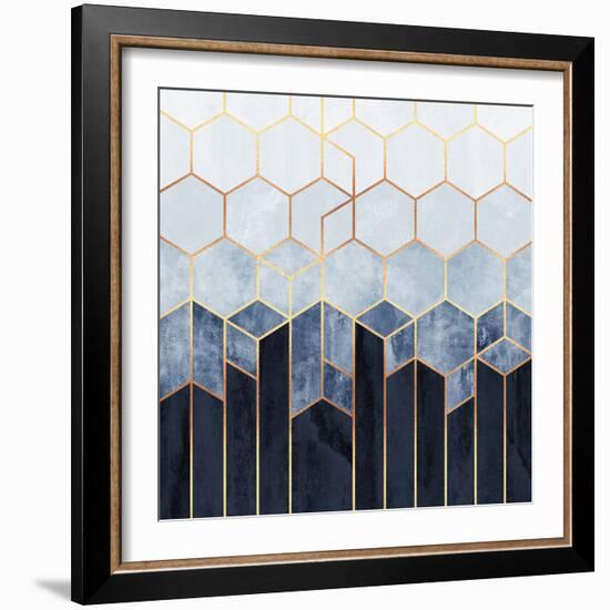 Soft Blue Hexagons-Elisabeth Fredriksson-Framed Giclee Print