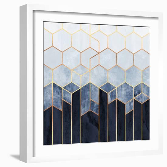 Soft Blue Hexagons-Elisabeth Fredriksson-Framed Giclee Print